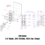 Gen-Y Adjustable Two-Ball Mount w/ 2-1/2" Stacked Receivers - Bolt On - 9" Drop/Rise - 32K
